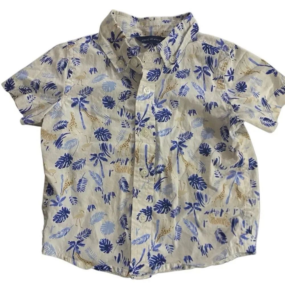 Janie and Jack size 12-18 month button up collared shirt floral